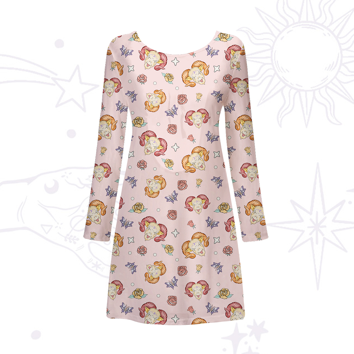 Purplehecate Aries Spirit Zodiac Beachwear Cover-Up Dress