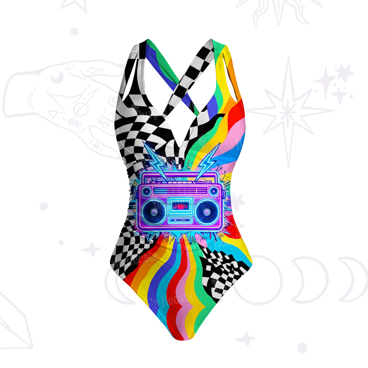 Purplehecate Pride Rainbow Boombox One-Piece Swimsuit