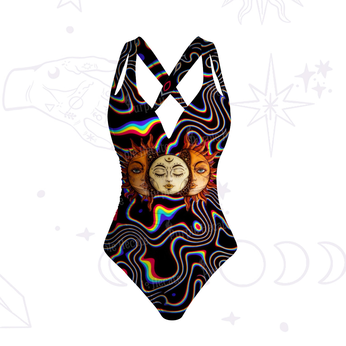 Purplehecate Mystic Sun and Moon One-Piece Swimsuit