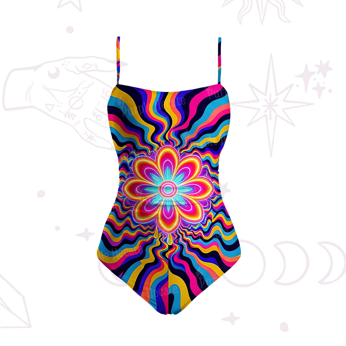Purplehecate Psychedelic Bloom Slim-Strap Swimsuit