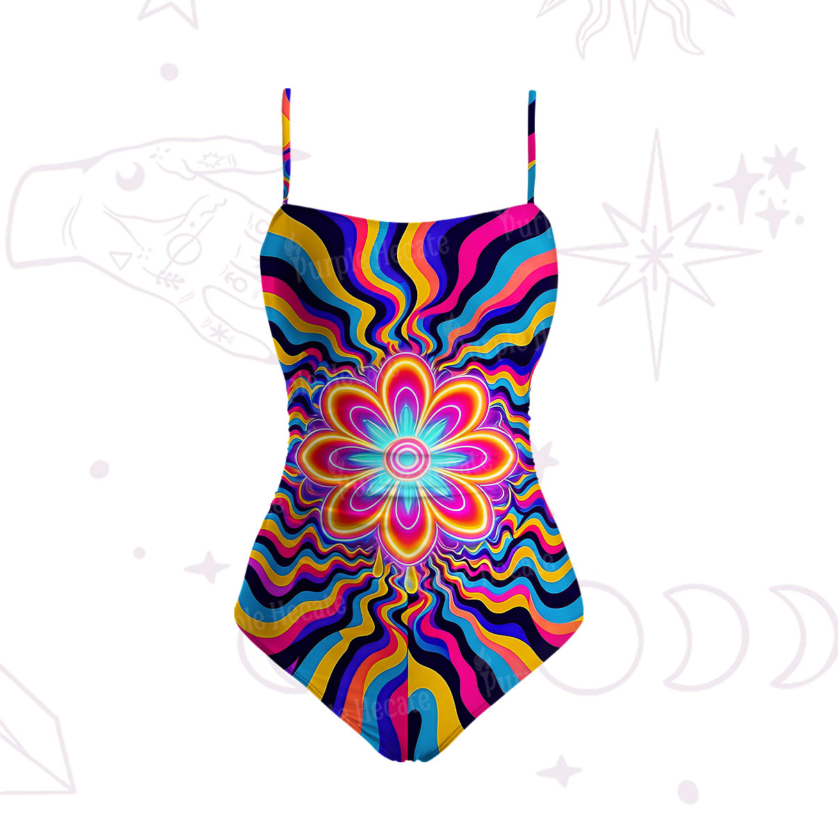 Purplehecate Psychedelic Bloom Slim-Strap Swimsuit