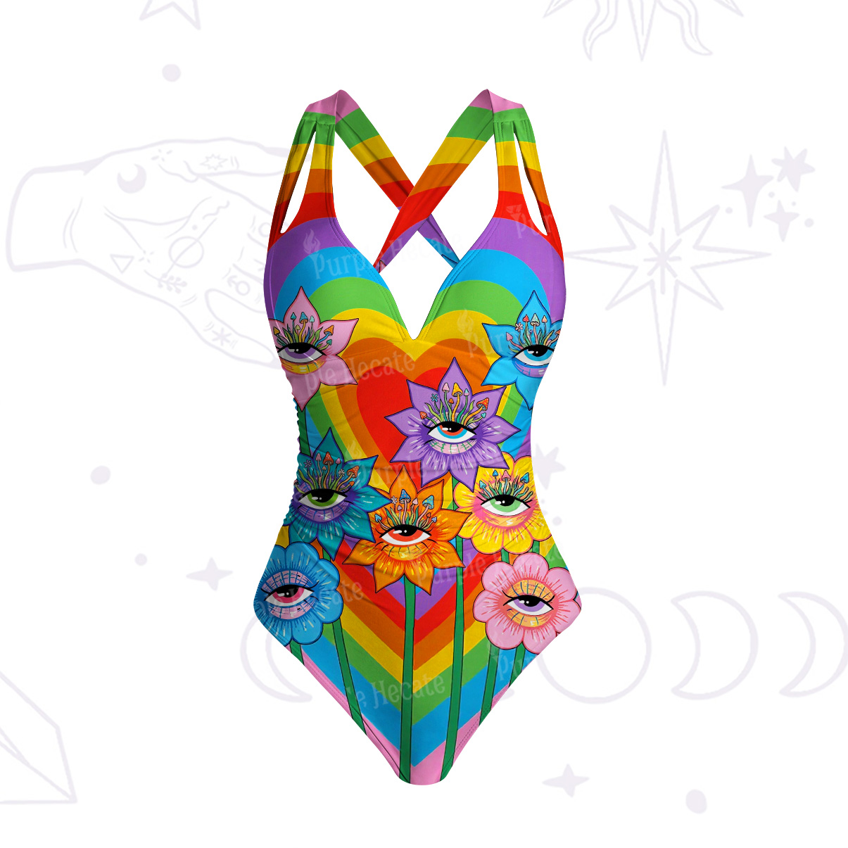 Purplehecate Psychedelic Hippie Blossom One-Piece Swimsuit
