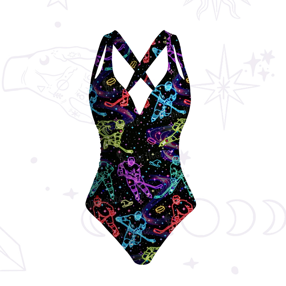 Purplehecate Neon Night Hockey One-Piece Swimsuit