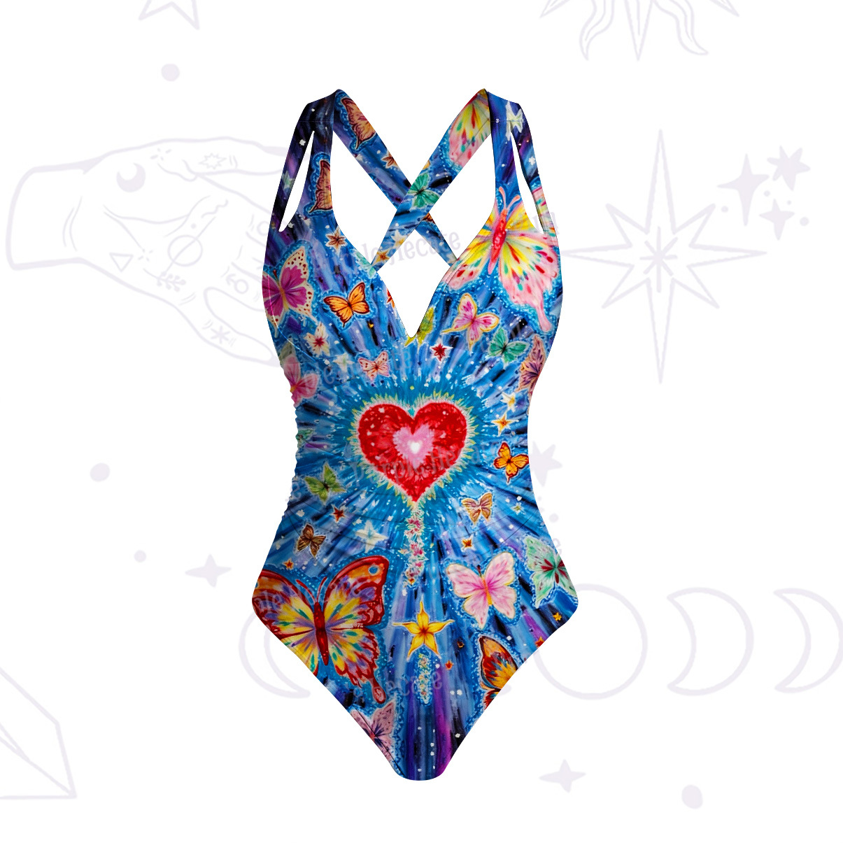 Purplehecate Radiant Heart Butterfly Bloom One-Piece Swimsuit