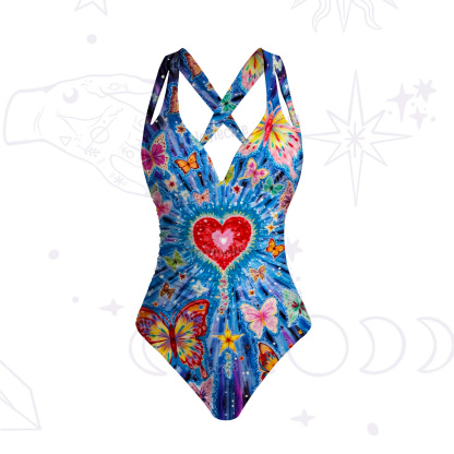 Purplehecate Radiant Heart Butterfly Bloom One-Piece Swimsuit