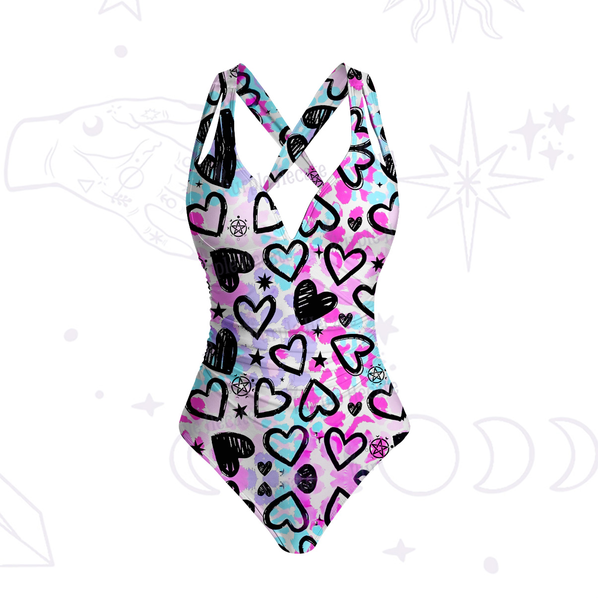 Purplehecate Heartful Magic One-Piece Swimsuit