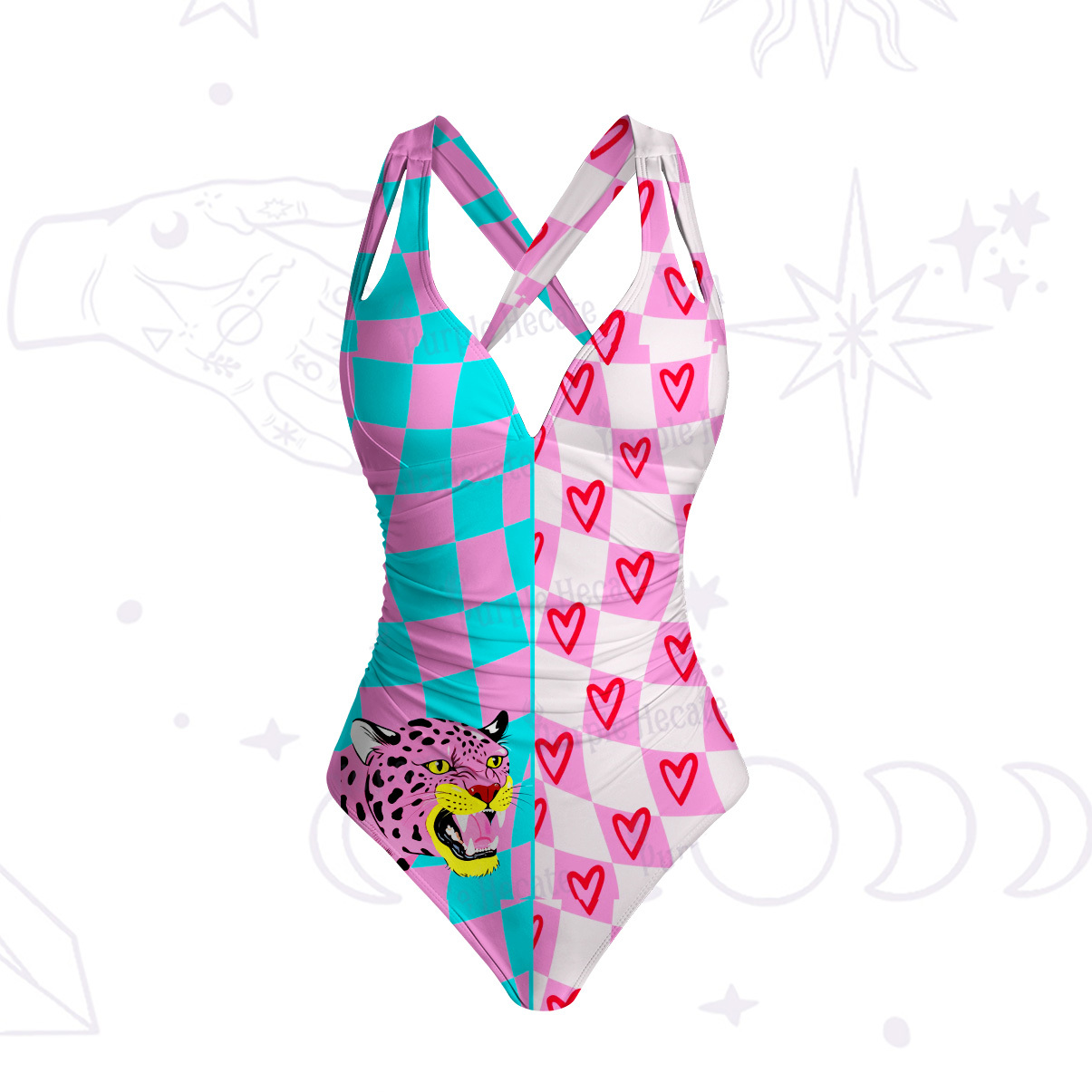 Purplehecate Savage Leopard Evil Eye One-Piece Swimsuit