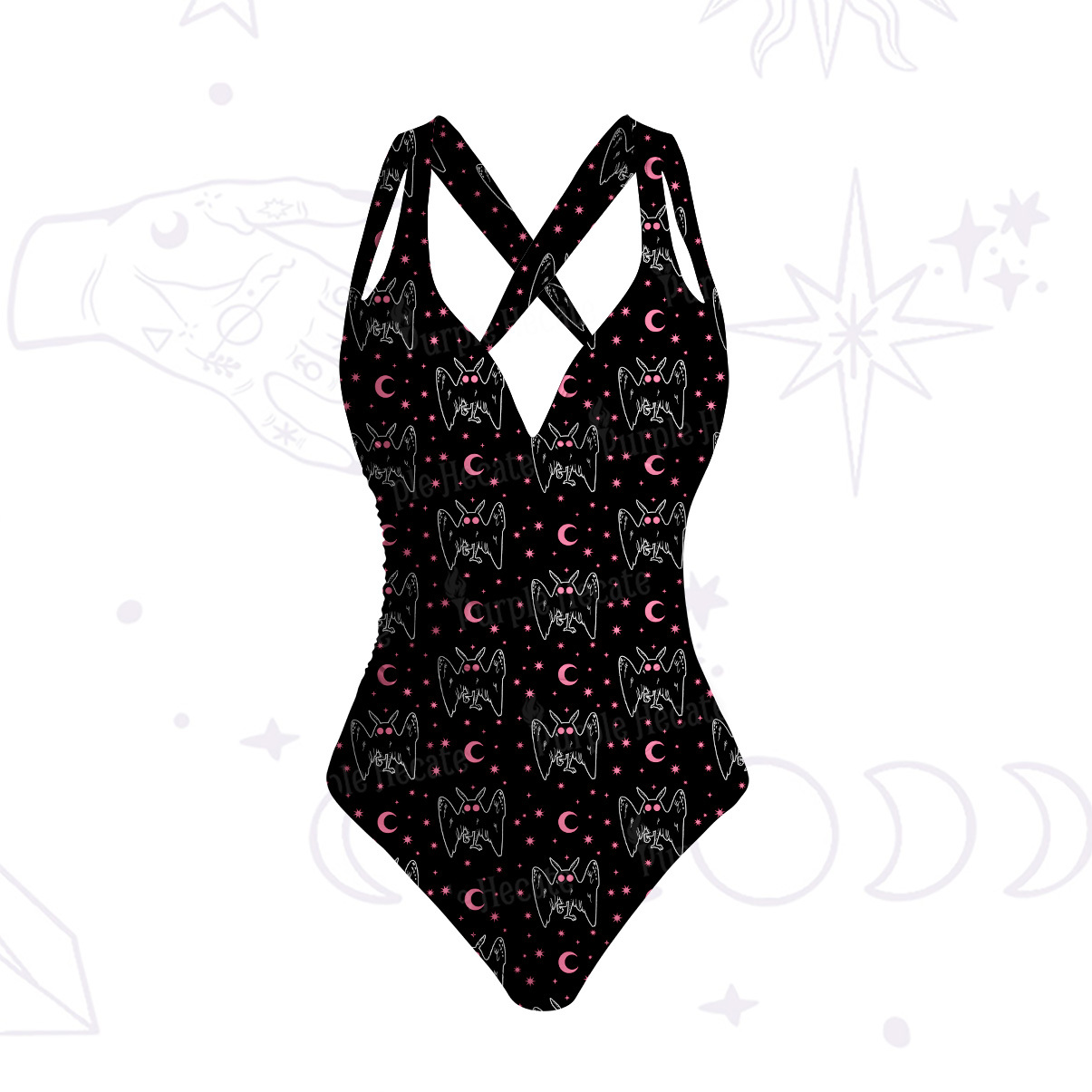 Purplehecate Witchy Mothman Night One-Piece Swimsuit