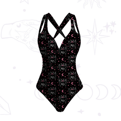 Purplehecate Witchy Mothman Night One-Piece Swimsuit