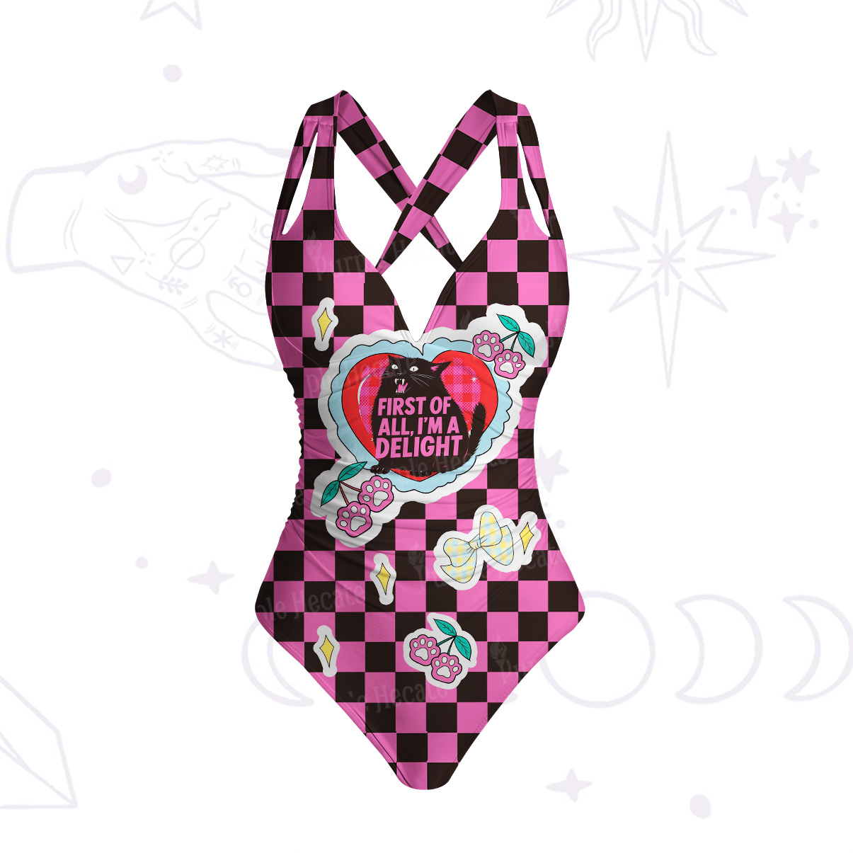 Purplehecate First Of All I'm A Delight Cat One-Piece Swimsuit