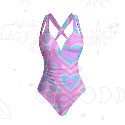 Purplehecate Soft Pastel Love Waves One-Piece Swimsuit