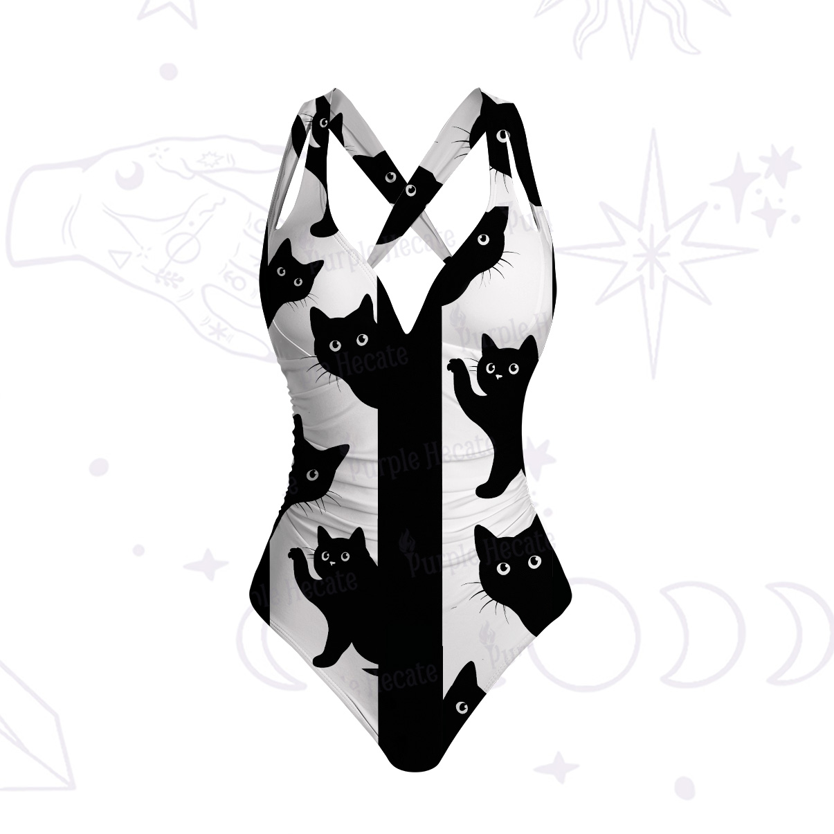 Purplehecate Peekaboo Cats One-Piece Swimsuit