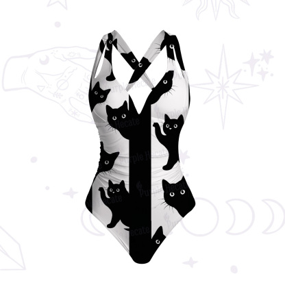 Purplehecate Peekaboo Cats One-Piece Swimsuit