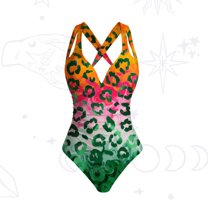 Purplehecate Rainbow Ombre Leopard One-Piece One-Piece Swimsuit