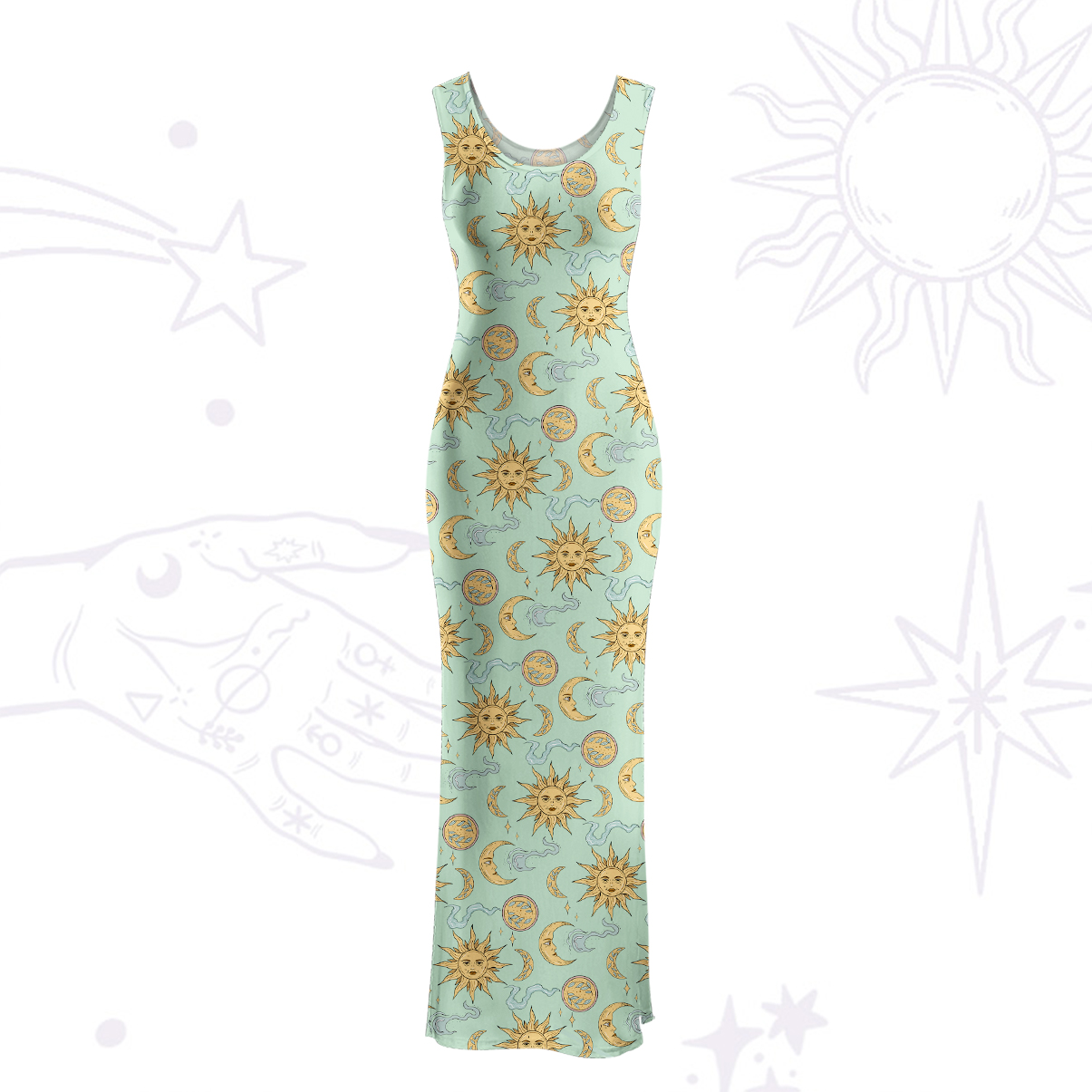 Purplehecate Magic of Sun and Moon Maxi Tank Beachwear Dress