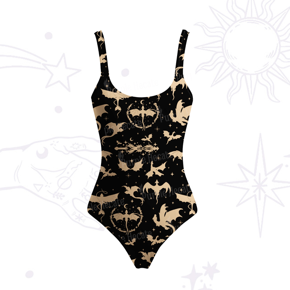 Purplehecate Fantasy Dragon Allover Tank One Piece Swimsuit