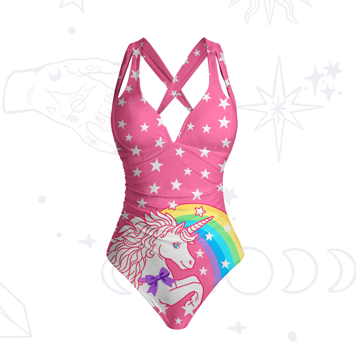 Purplehecate Dreamy Rainbow Unicorn One-Piece Swimsuit