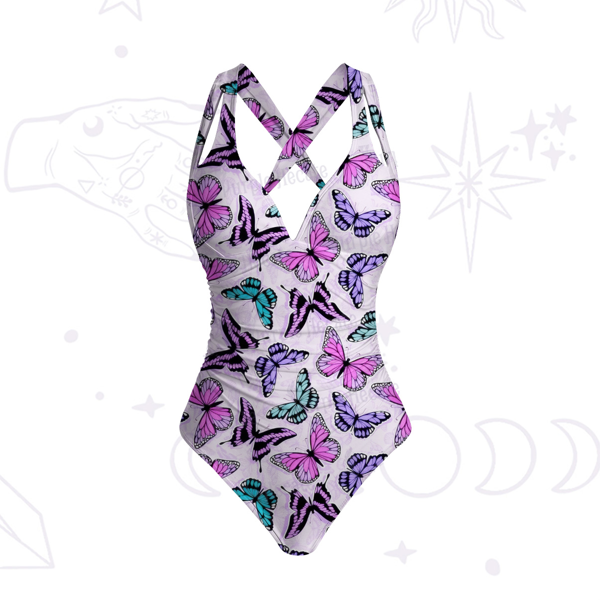 Purplehecate Whimsical Butterfly One-Piece Swimsuit