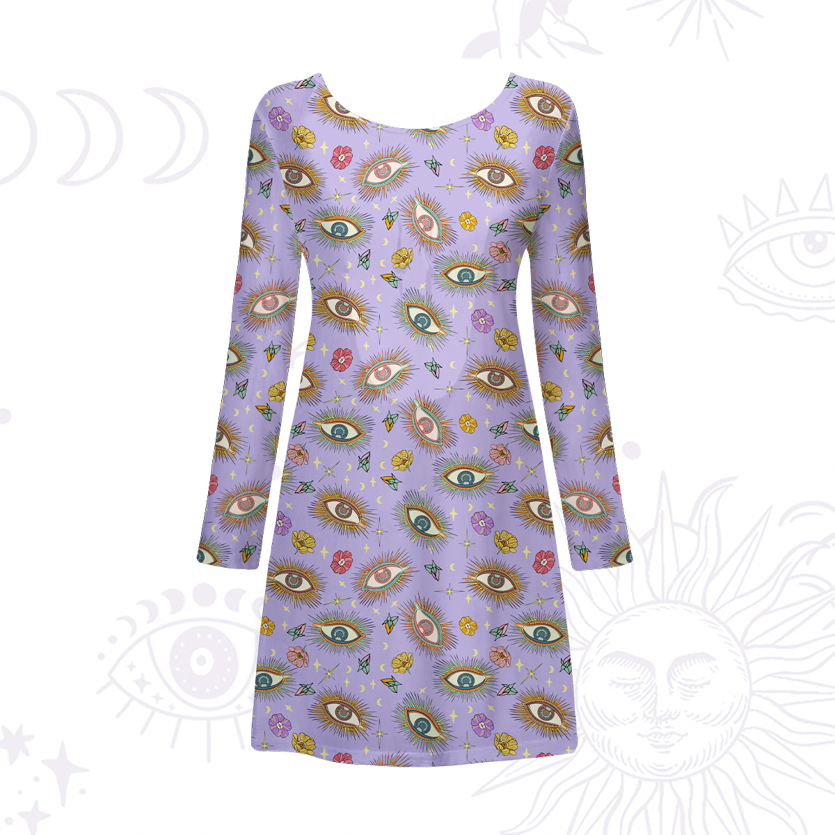 Purplehecate Evil Eye Pattern Beachwear Cover-Up Dress
