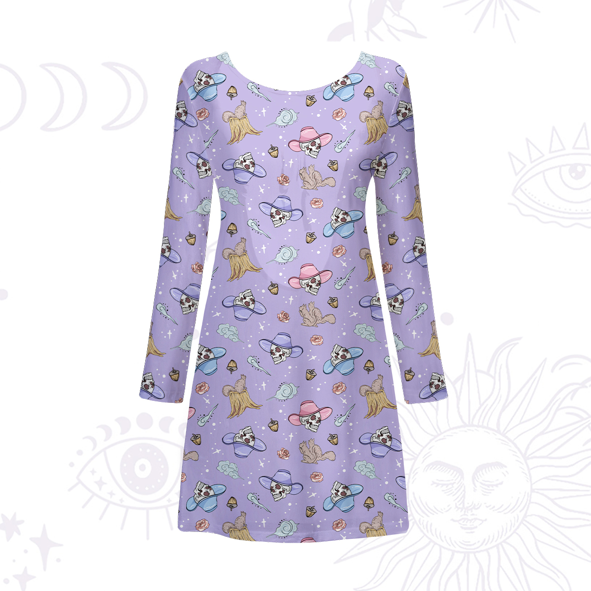 Purplehecate Magical Cowboy Skull Beachwear Cover-Up Dress