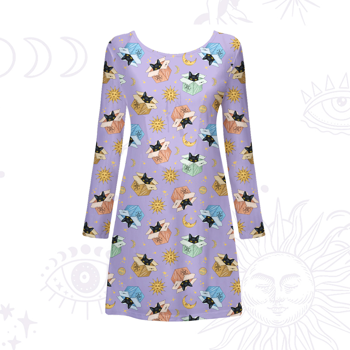 Purplehecate Magical Black Cat Beachwear Cover-Up Dress