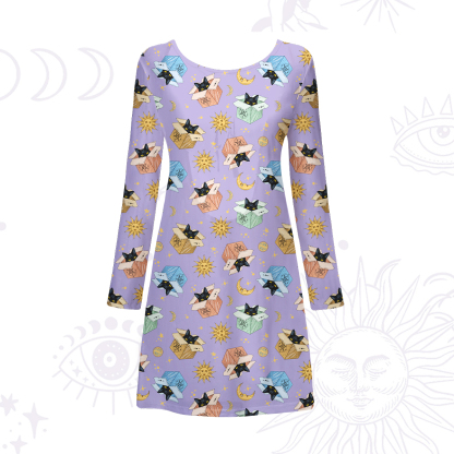 Purplehecate Magical Black Cat Beachwear Cover-Up Dress