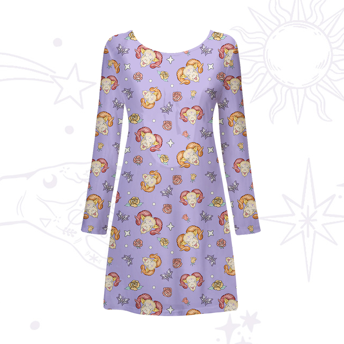 Purplehecate Aries Spirit Zodiac Beachwear Cover-Up Dress