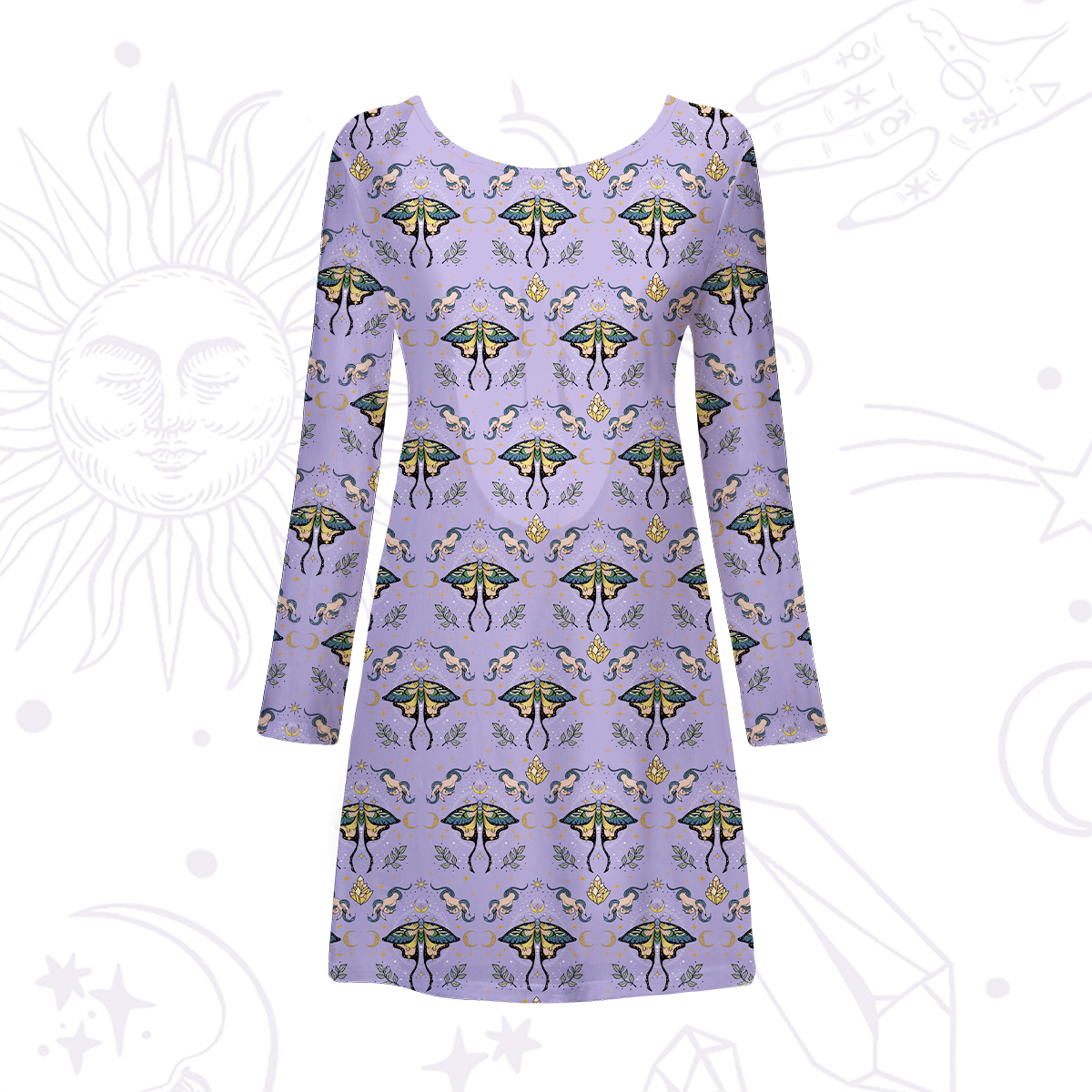 Purplehecate Mystical Moth Beachwear Cover-Up Dress