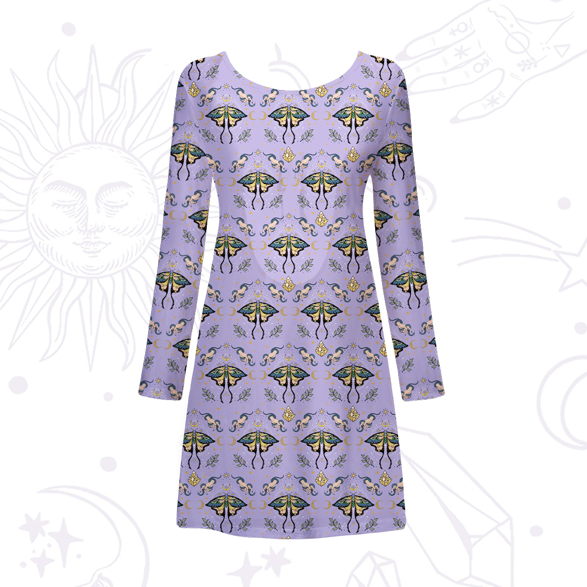 Purplehecate Mystical Moth Beachwear Cover-Up Dress