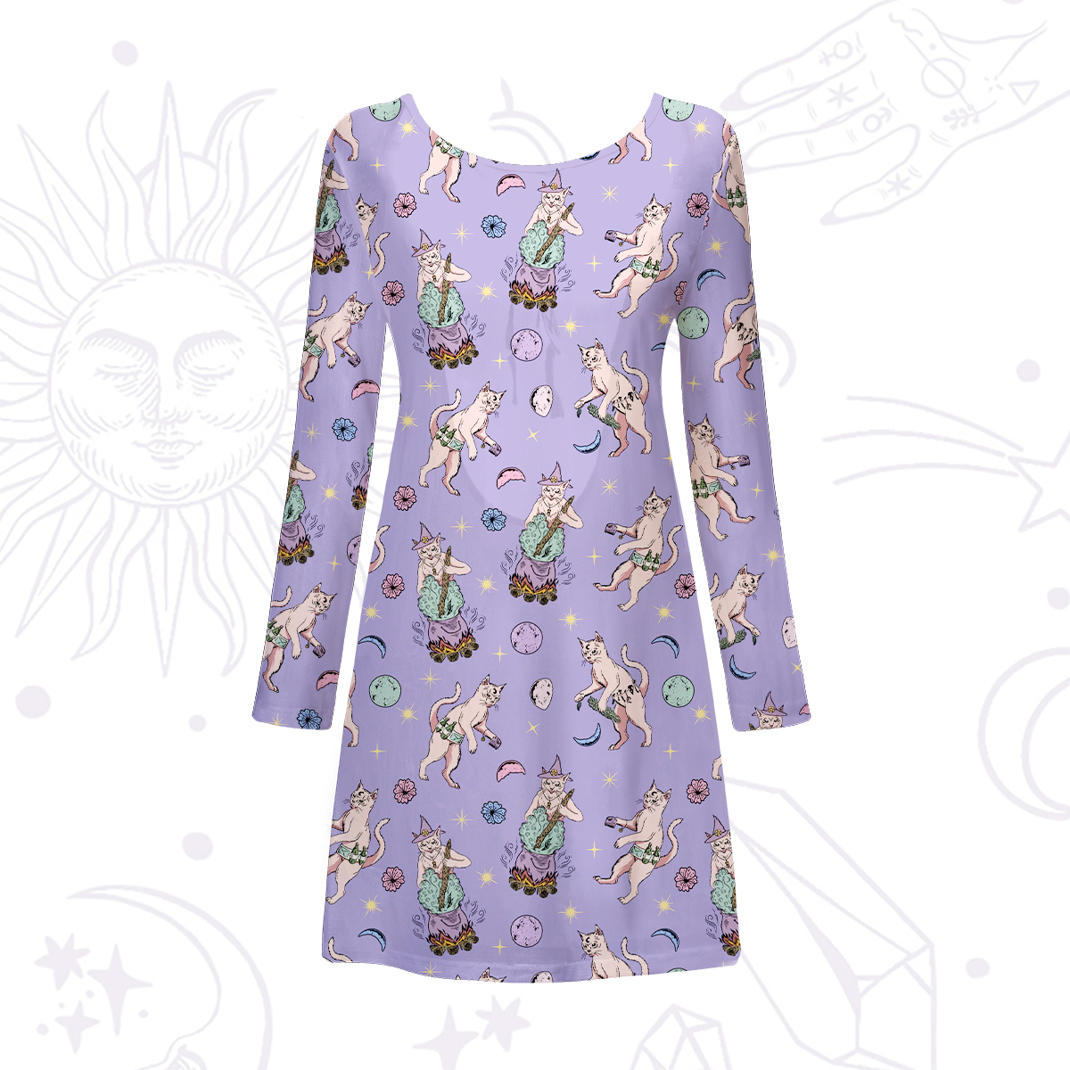 Purplehecate Cat Coven Beachwear Cover-Up Dress