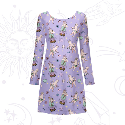 Purplehecate Cat Coven Beachwear Cover-Up Dress