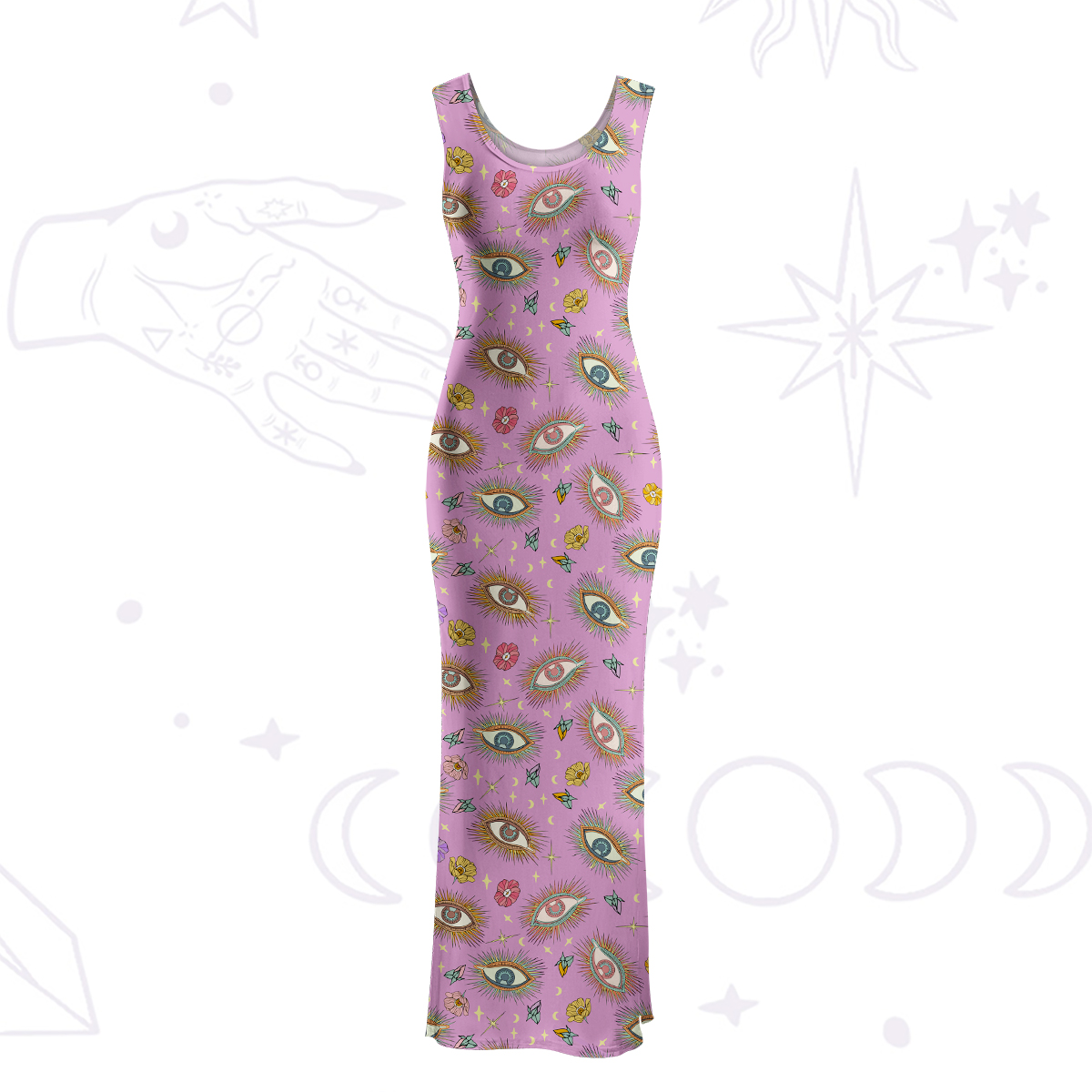 Purplehecate Evil Eye Pattern Maxi Tank Beachwear Dress