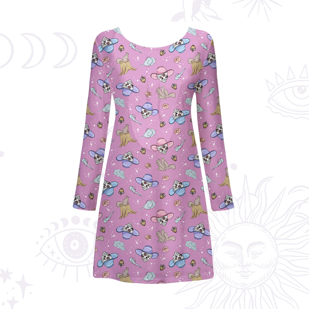 Purplehecate Magical Cowboy Skull Beachwear Cover-Up Dress