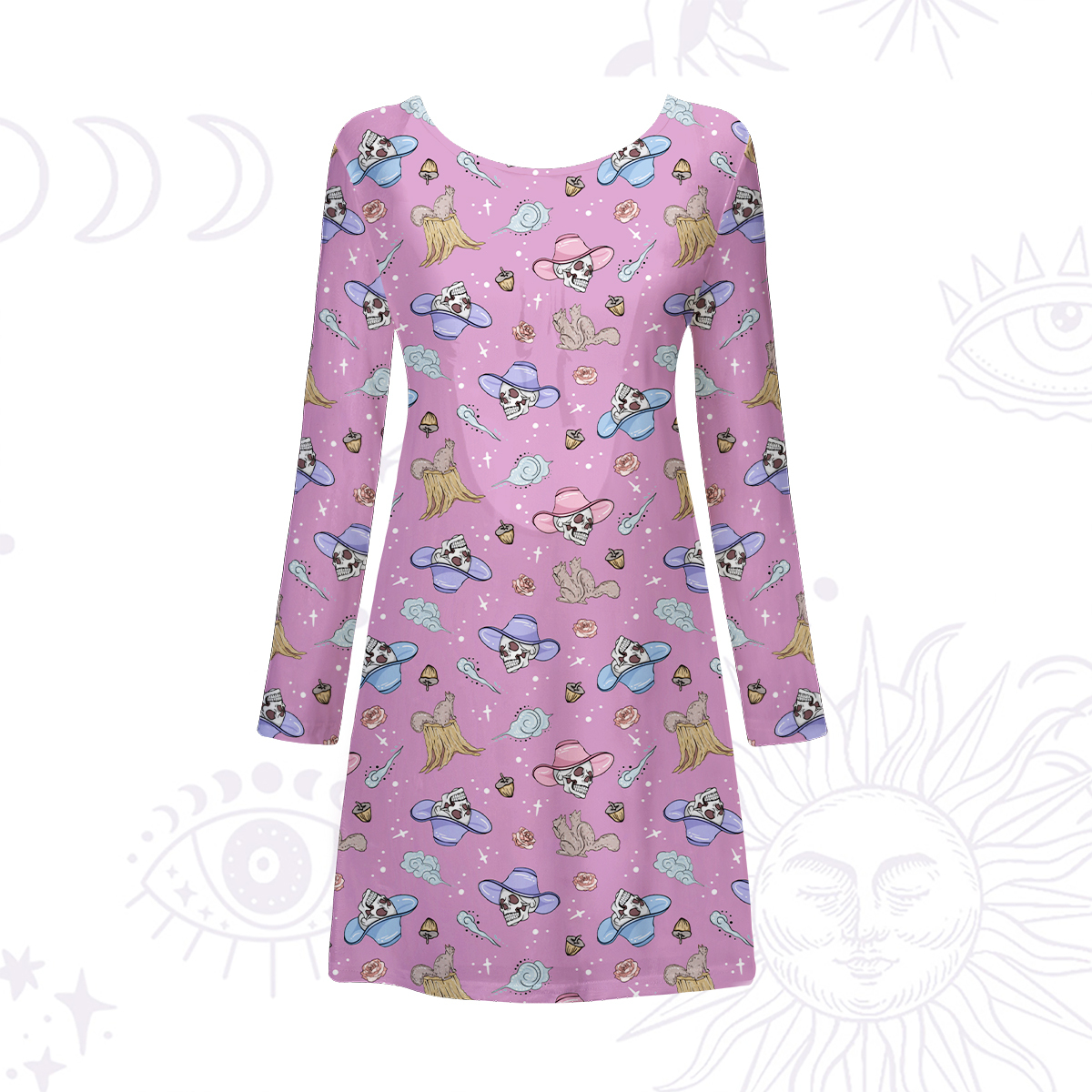 Purplehecate Magical Cowboy Skull Beachwear Cover-Up Dress