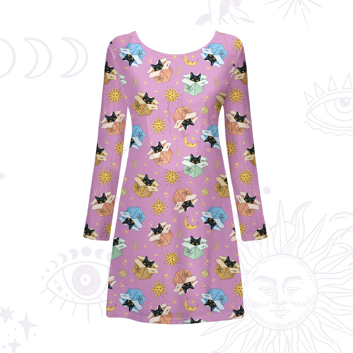 Purplehecate Magical Black Cat Beachwear Cover-Up Dress