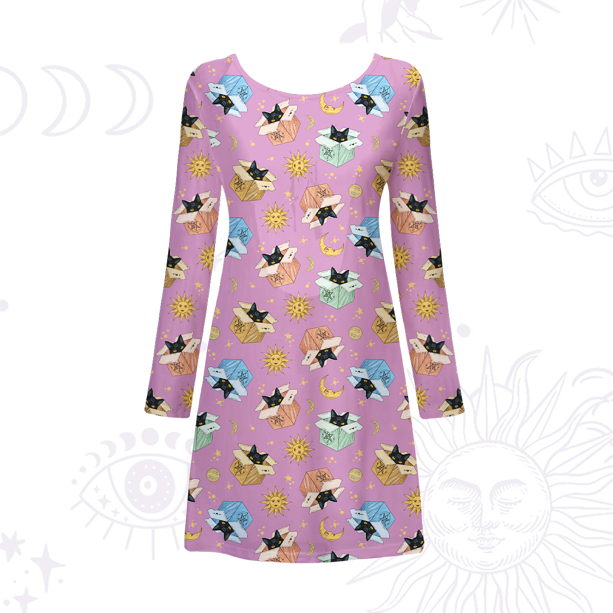 Purplehecate Magical Black Cat Beachwear Cover-Up Dress