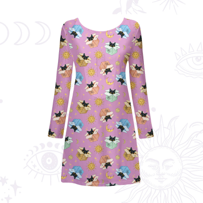 Purplehecate Magical Black Cat Beachwear Cover-Up Dress