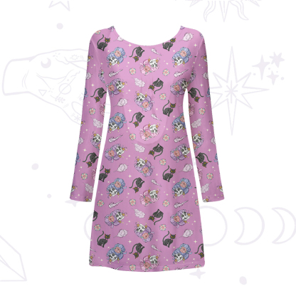 Purplehecate Magical Cat Skeleton Mom Beachwear Cover-Up Dress