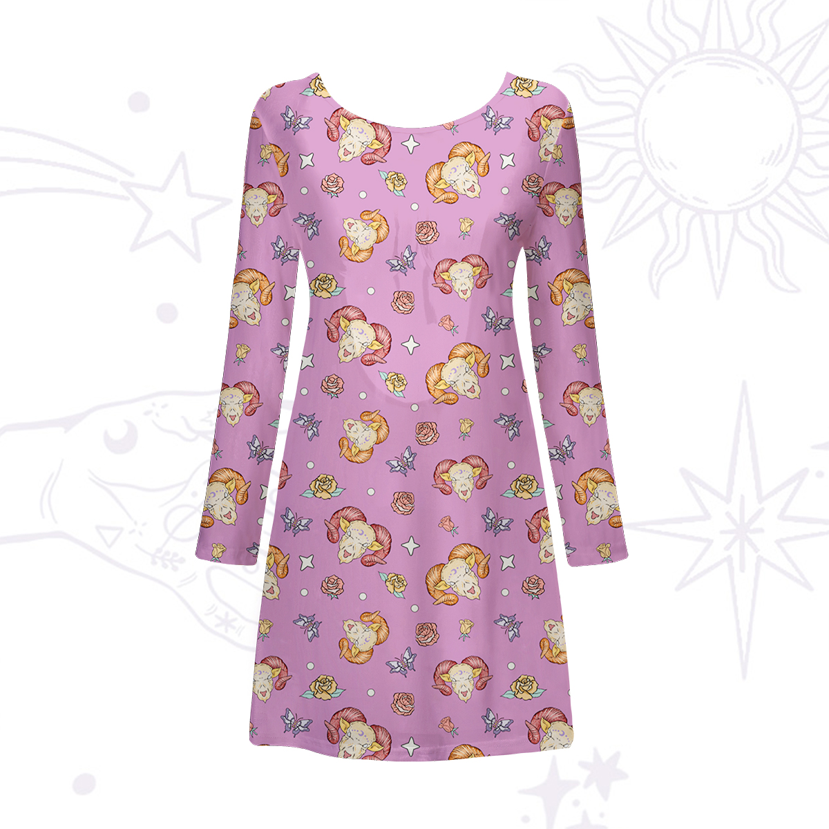 Purplehecate Aries Spirit Zodiac Beachwear Cover-Up Dress