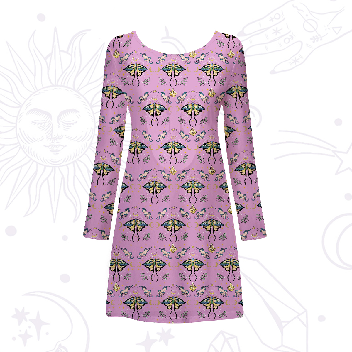 Purplehecate Mystical Moth Beachwear Cover-Up Dress