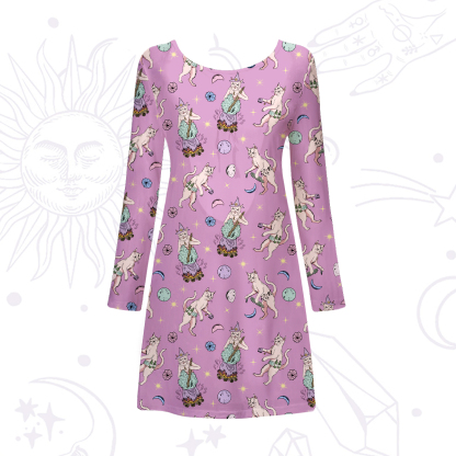 Purplehecate Cat Coven Beachwear Cover-Up Dress