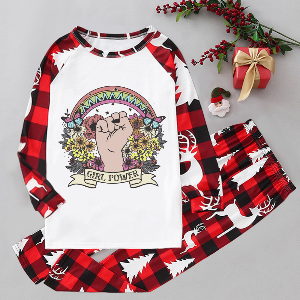 Purplehecate Girl Power Elk Christmas Pajamas
