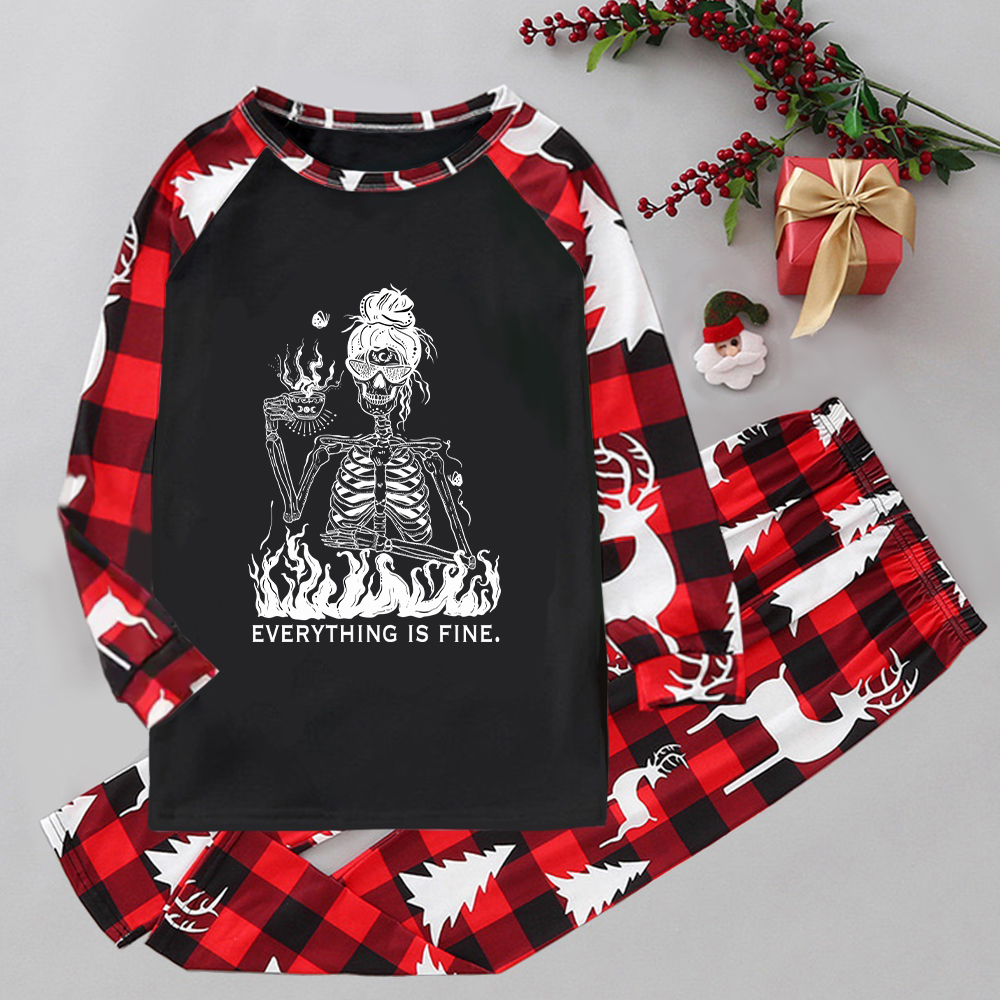 Purplehecate Everything Is Fine Elk Christmas Pajamas