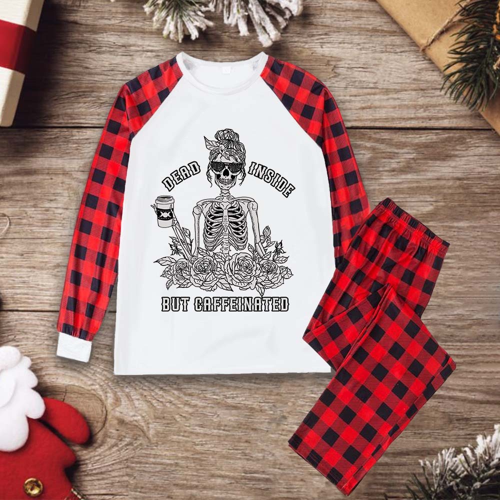 Purplehecate Dead Inside But Caffeinated Christmas Pajamas