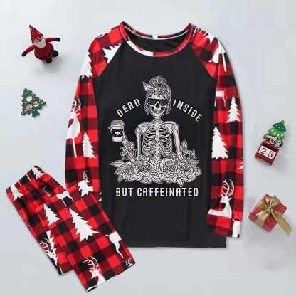 Purplehecate Dead Inside But Caffeinated Elk Christmas Pajamas