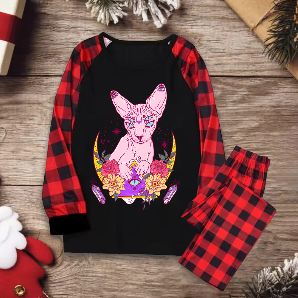 Purplehecate Moon Phase Cat Christmas Pajamas
