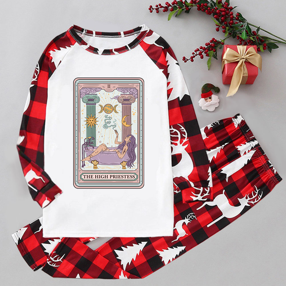 Purplehecate The High Priestess Tarot Elk Christmas Pajamas