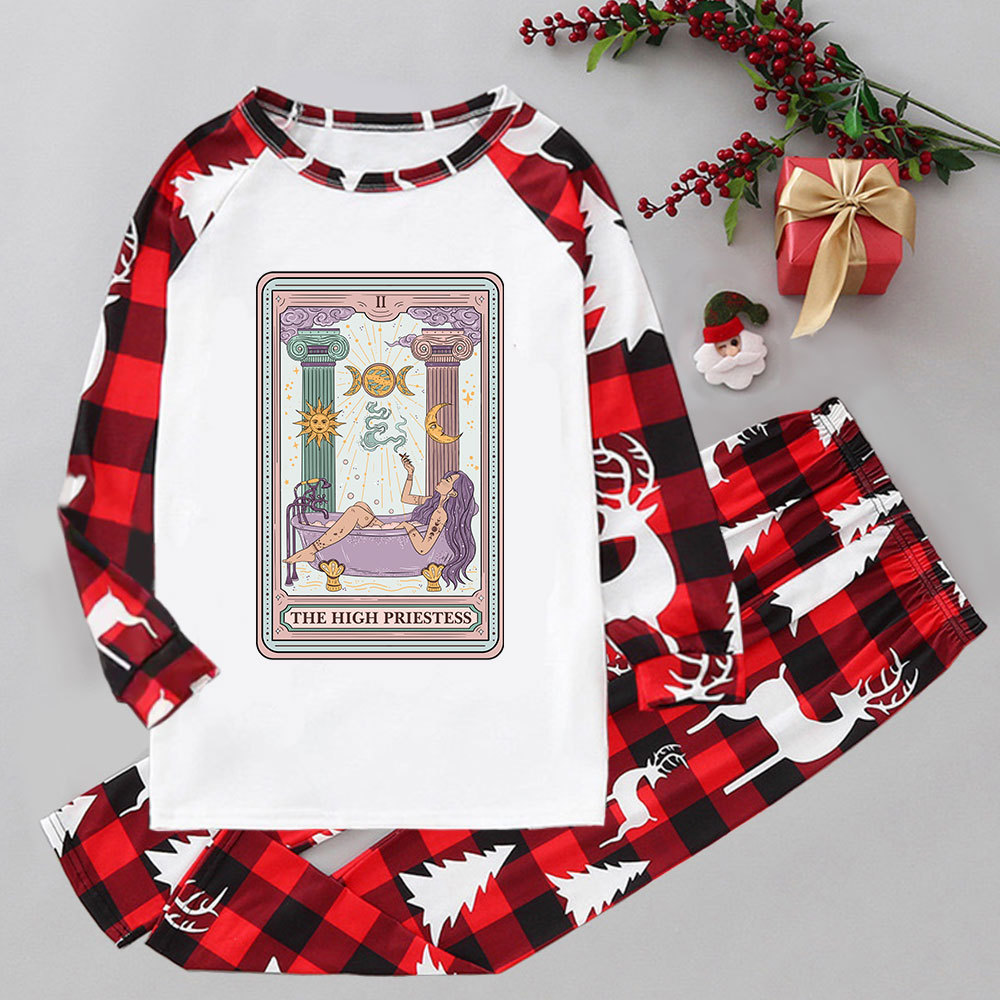 Purplehecate The High Priestess Tarot Elk Christmas Pajamas