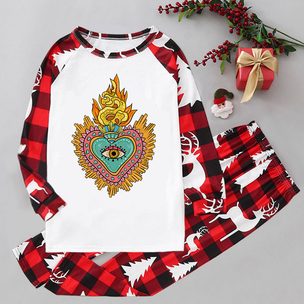 Purplehecate Rainbow Sacred Heart Elk Christmas Pajamas