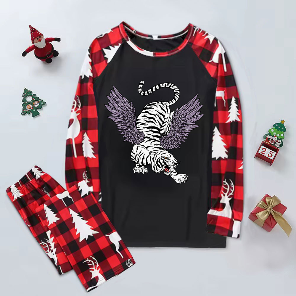 Purplehecate Tiger With Wings Elk Christmas Pajamas